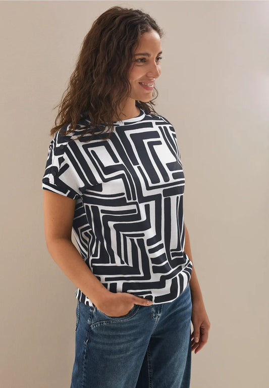 T-shirt med knappdetalj, universal blue