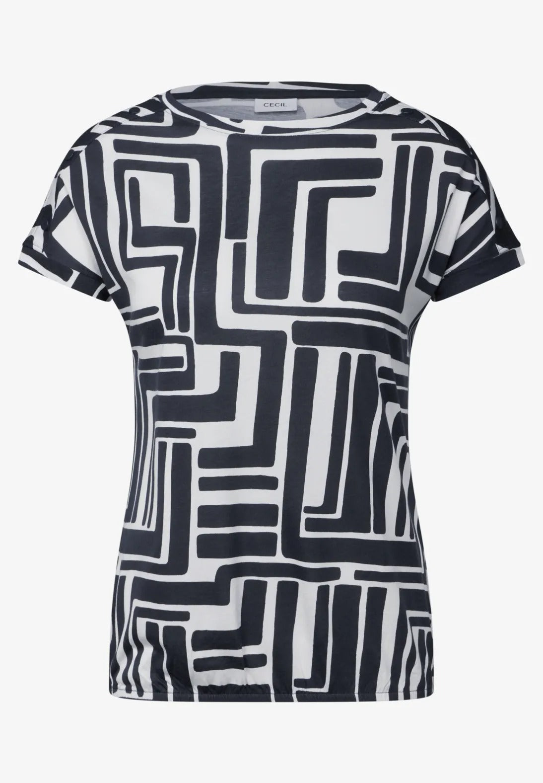 T-shirt med knappdetalj, universal blue