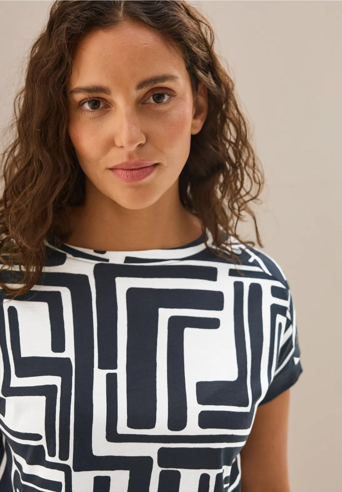 T-shirt med knappdetalj, universal blue