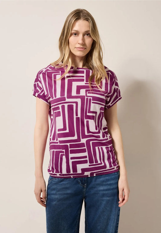 T-shirt med knappdetalj, pink