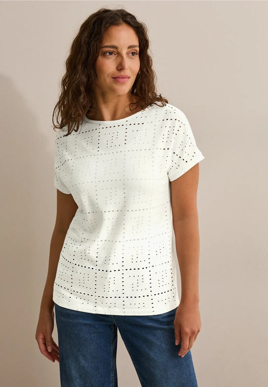 T-shirt med genombrutet mönster