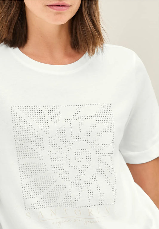 T-shirt med ädelstenar, offwhite