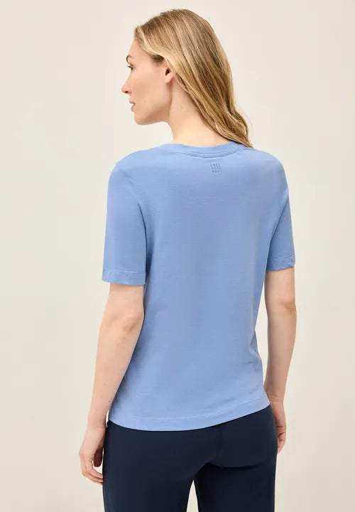 T-shirt med ädelstenar, pastellblå