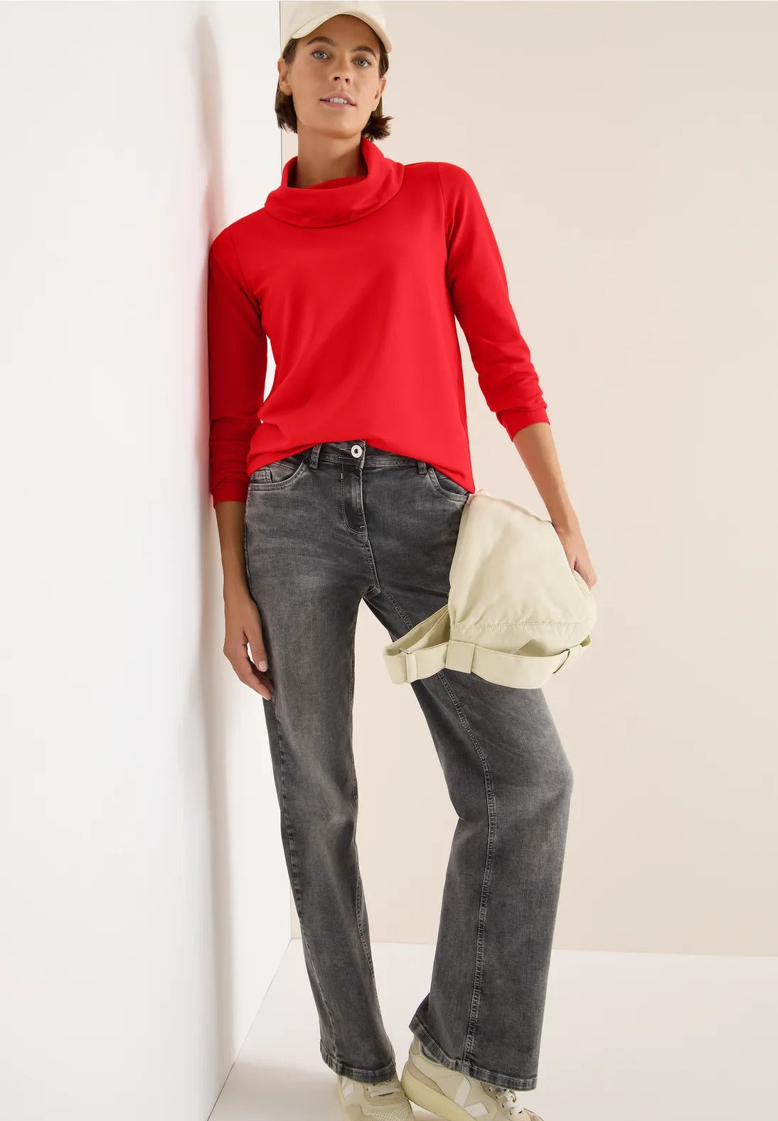 Supermjuk tröja med stor krage, pumpa orange