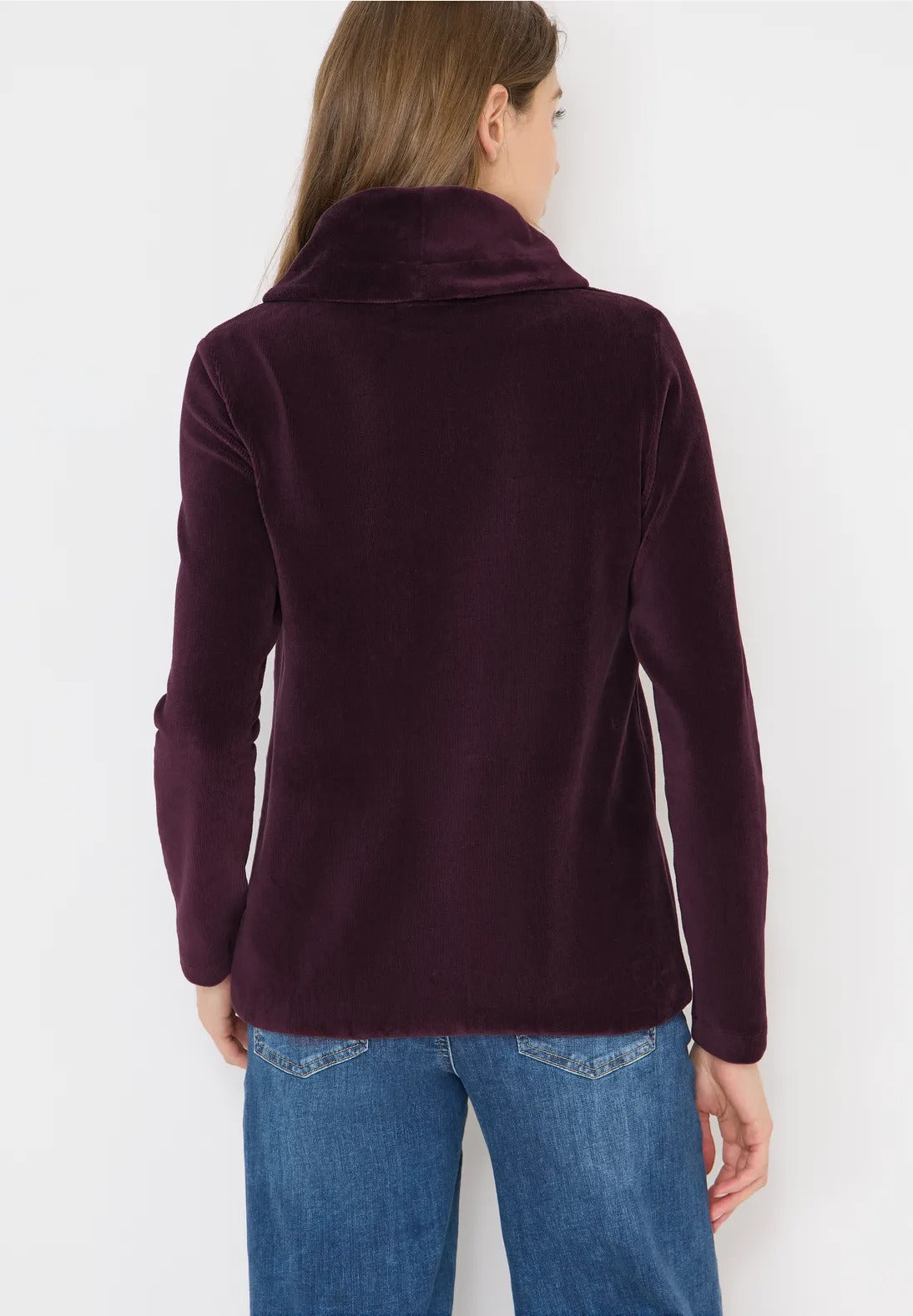 Manchestertröja med stor krage, vinröd