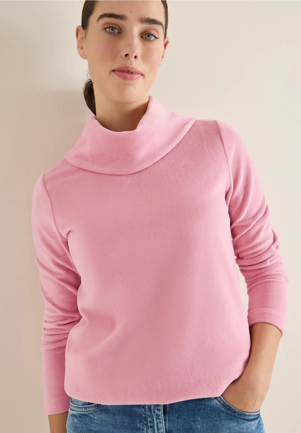 Manchestertröja med stor krage, rosa