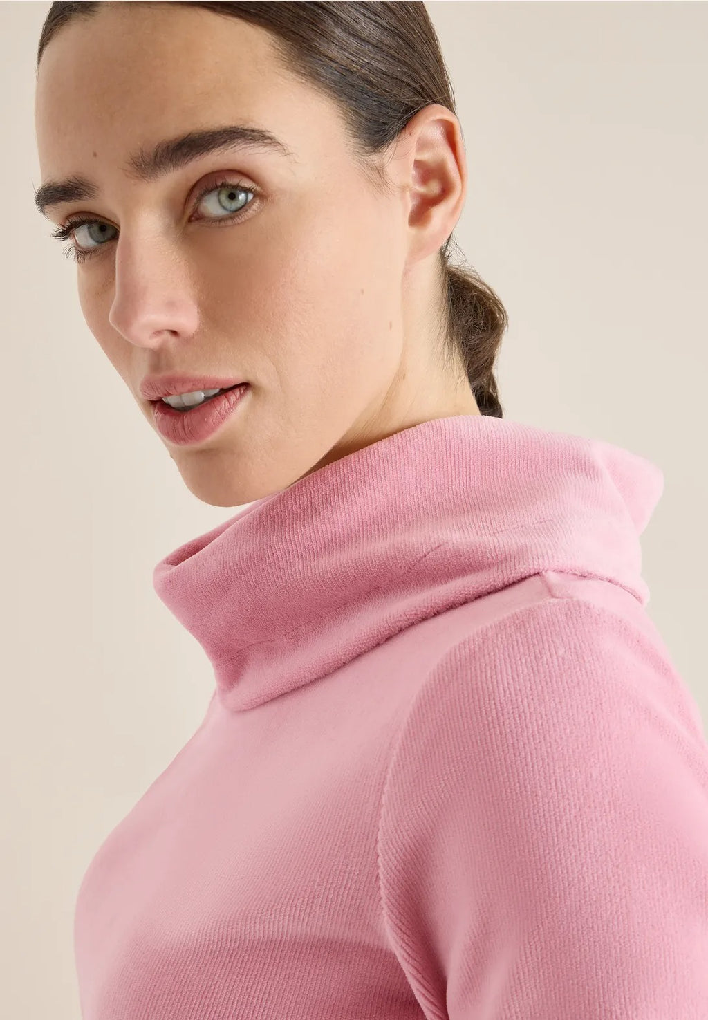 Manchestertröja med stor krage, rosa