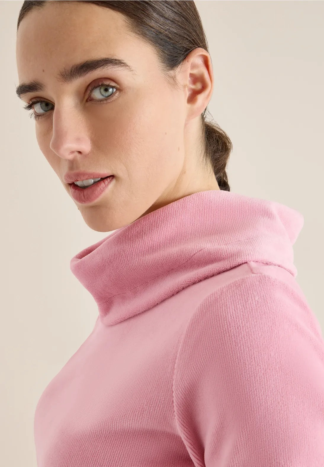 Manchestertröja med stor krage, rosa