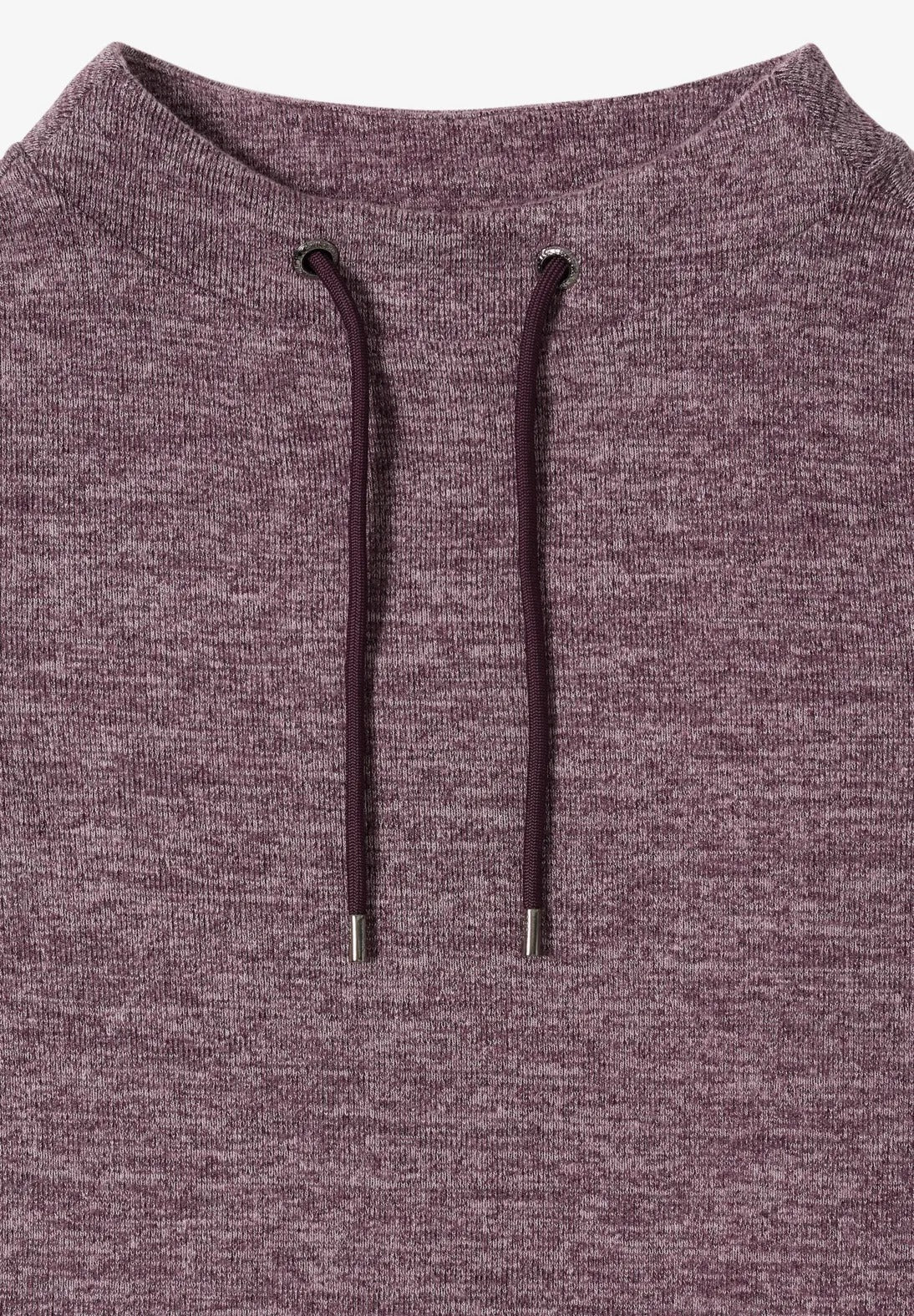 Melerad ribbad tröja med trattkrage, vinröd