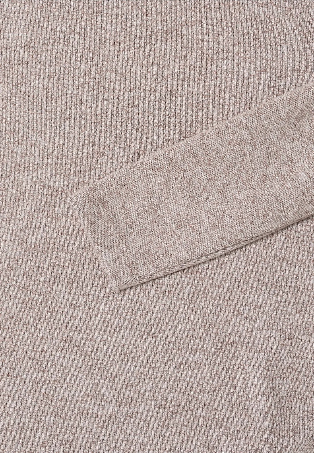 Melerad ribbad tröja med trattkrage, chokladmousse melange