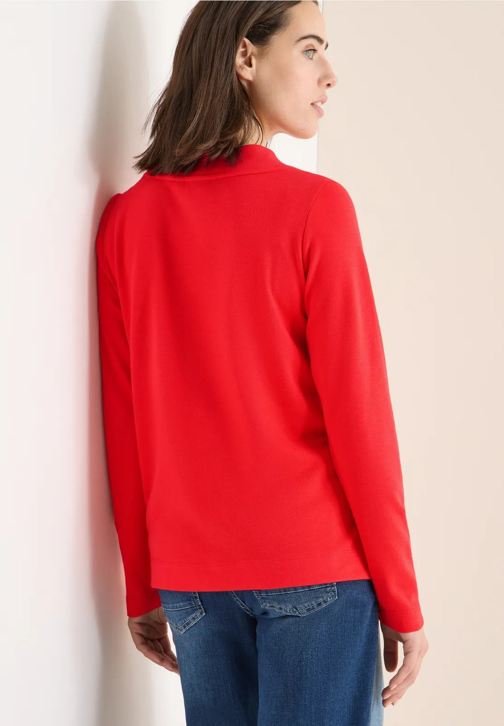 Enfärgad tröja med trattkrage, pumpa röd