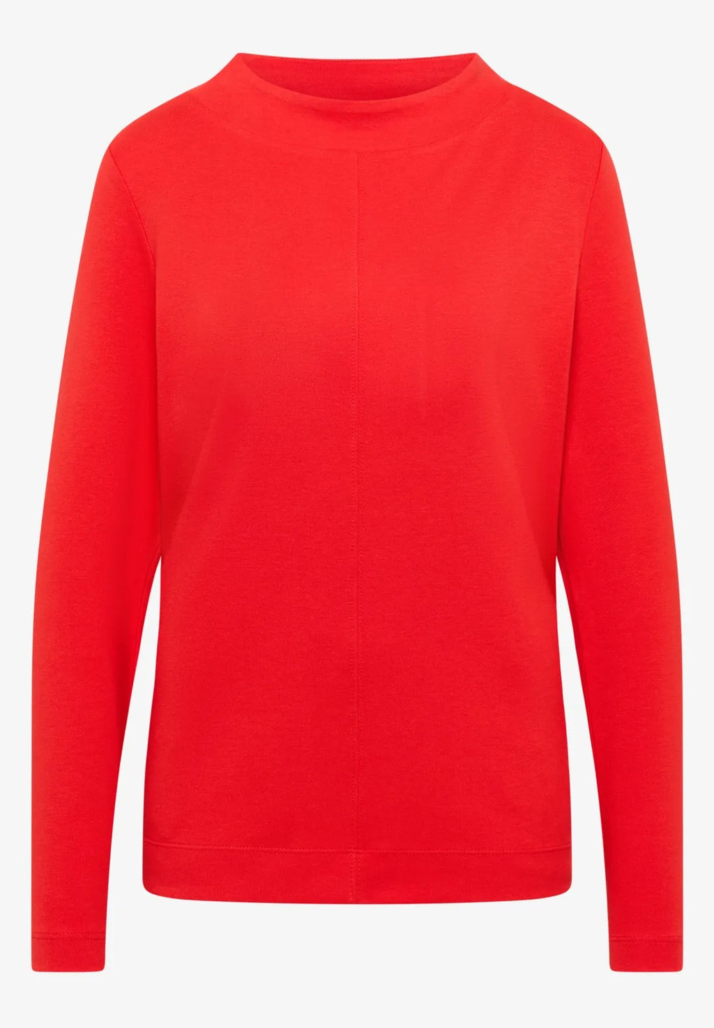 Enfärgad tröja med trattkrage, pumpa röd