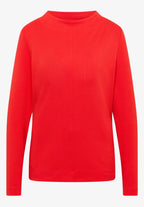 Enfärgad tröja med trattkrage, pumpa röd