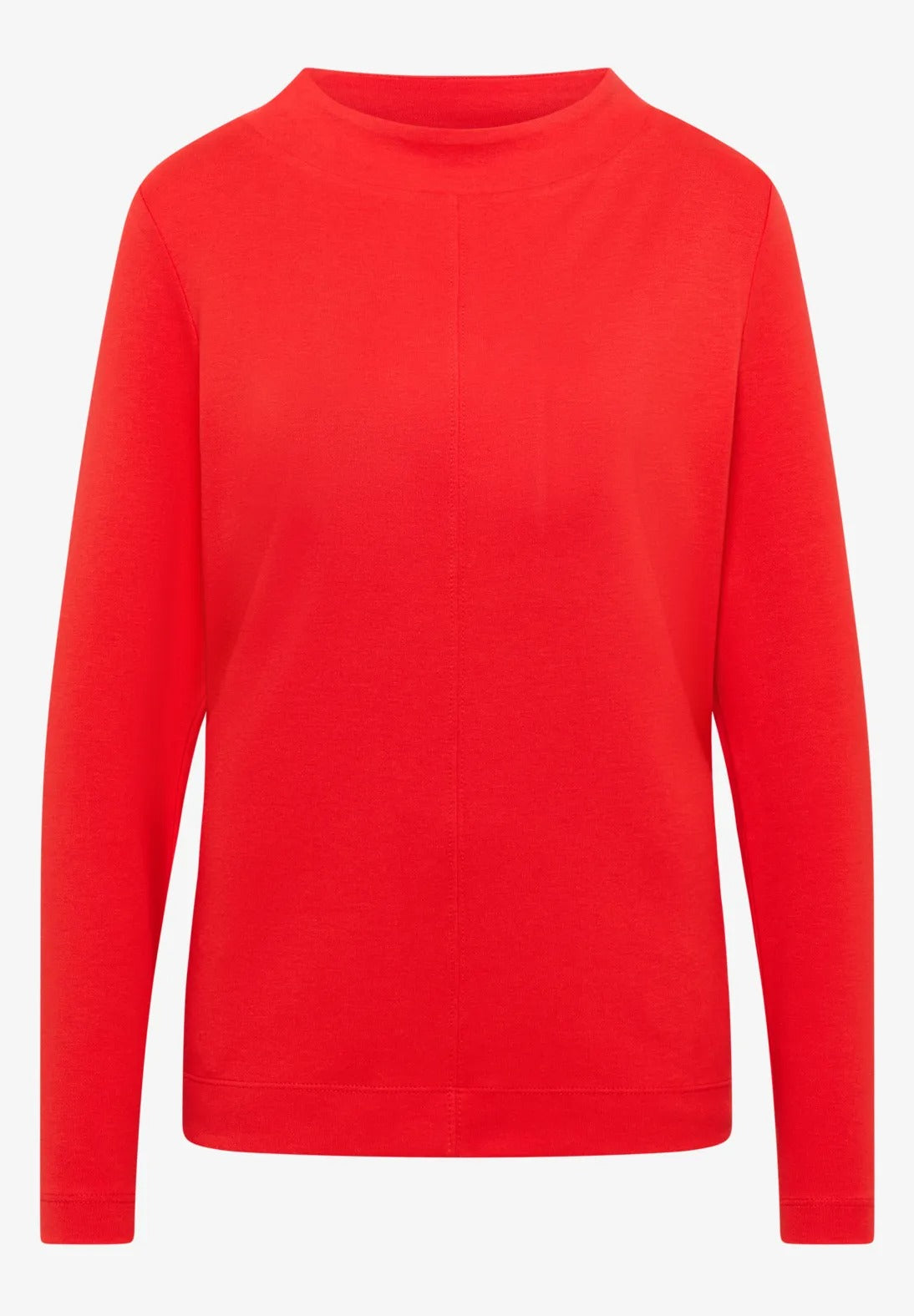 Enfärgad tröja med trattkrage, pumpa röd