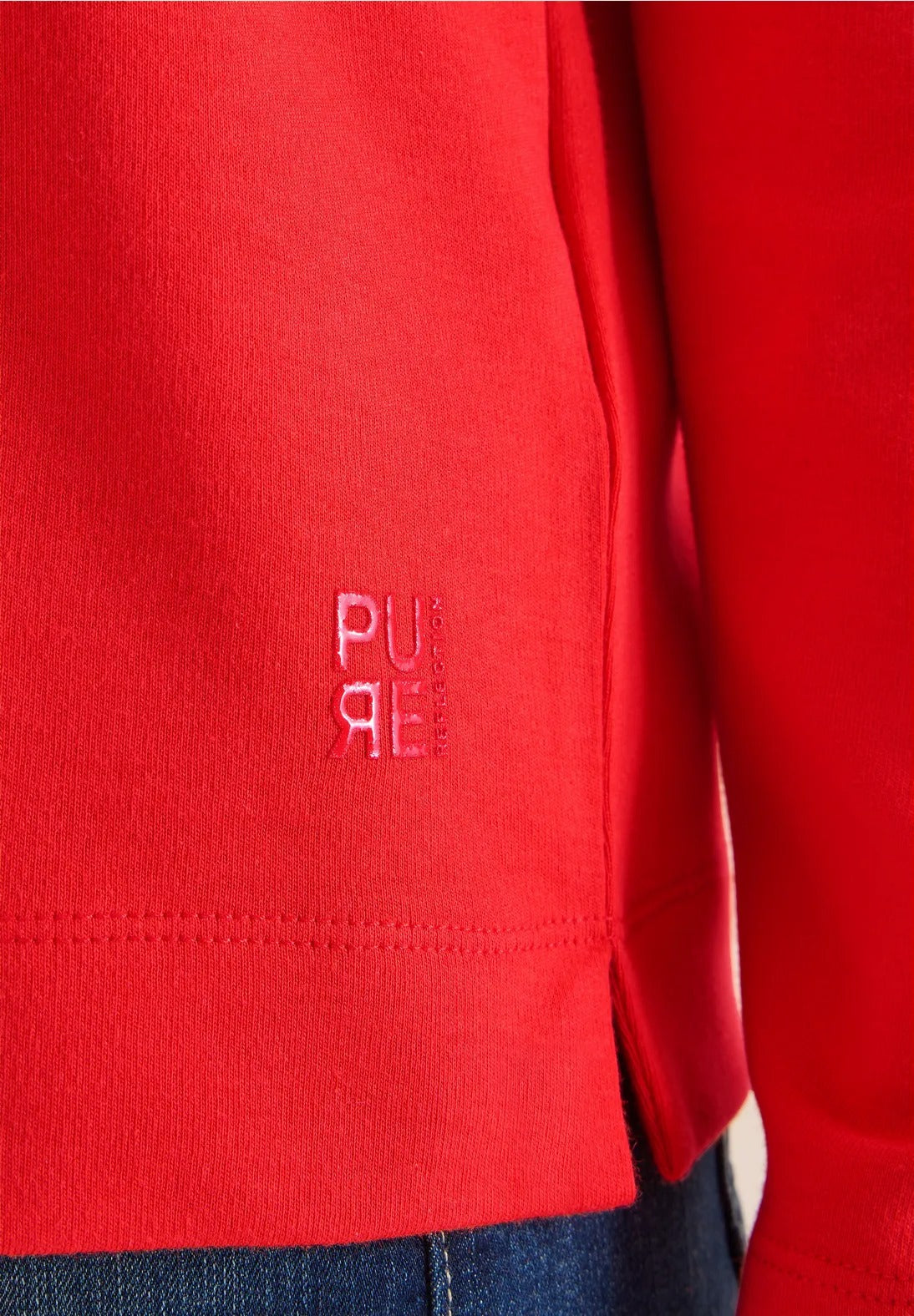 Enfärgad tröja med trattkrage, pumpa röd