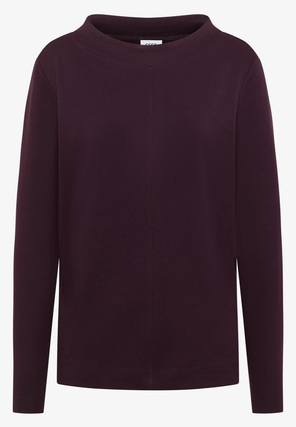 Enfärgad tröja med trattkrage, vinröd