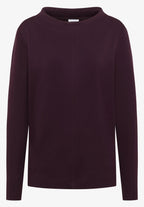 Enfärgad tröja med trattkrage, vinröd