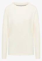 Enfärgad tröja med trattkrage, kräm vit