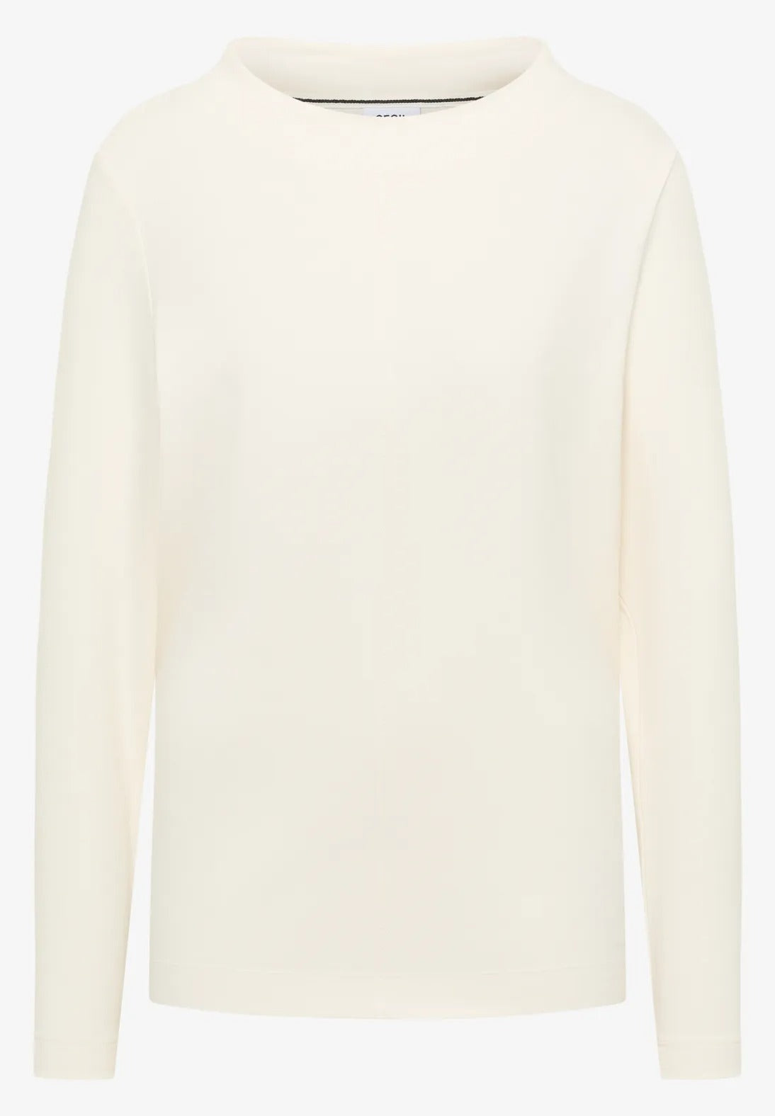 Enfärgad tröja med trattkrage, kräm vit