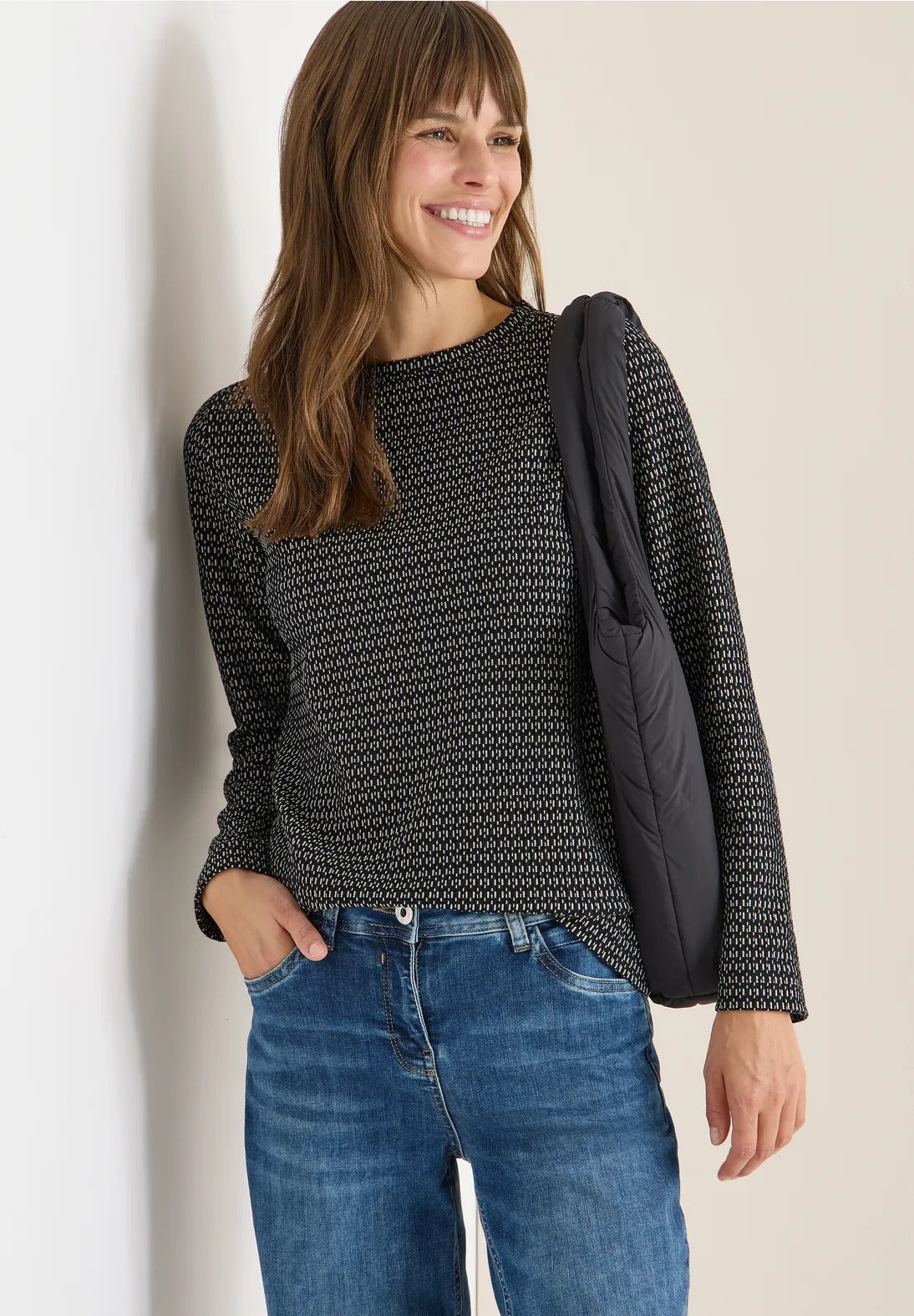 Tvåfärgad strukturerad tröja