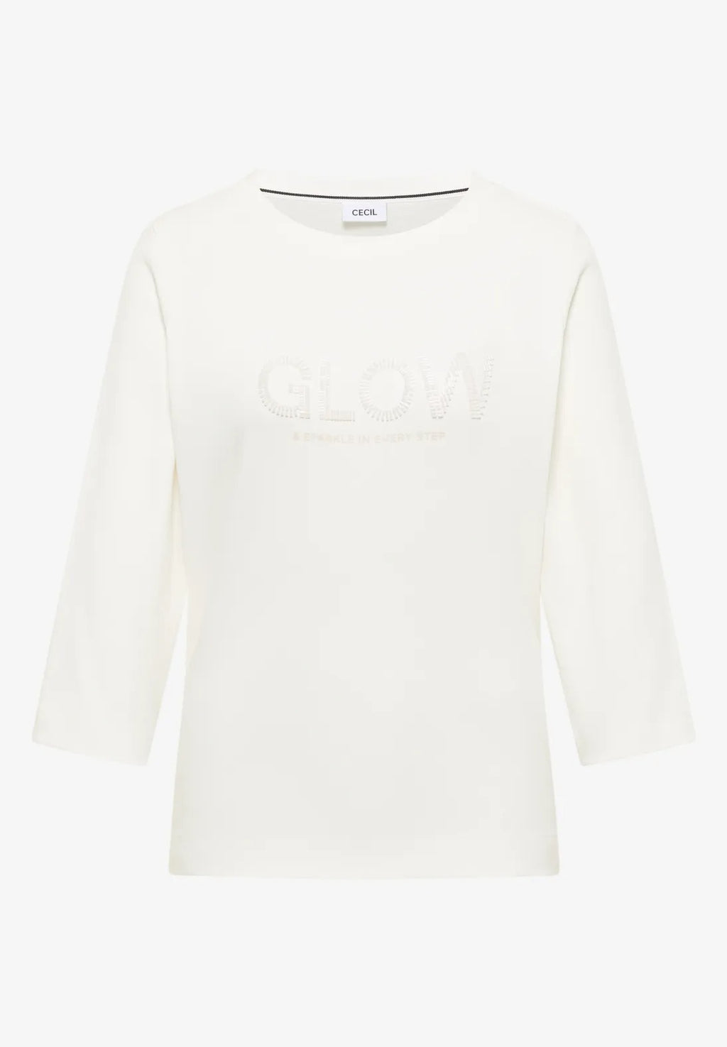 Tröja med skimrande text, vaniljvit från Cecil