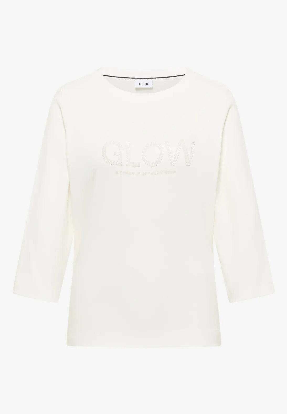 Tröja med skimrande text, vaniljvit från Cecil