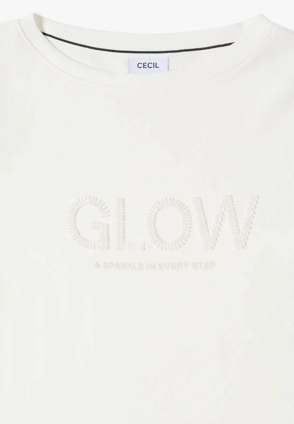 Tröja med skimrande text, vaniljvit från Cecil