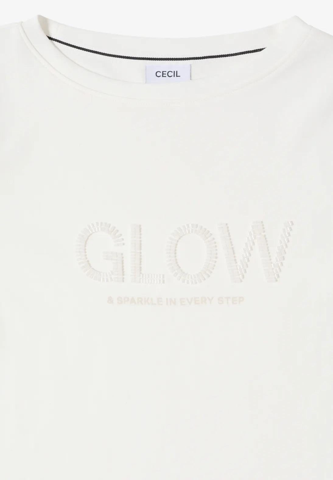 Tröja med skimrande text, vaniljvit från Cecil