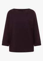 Batwing tröja med glitter rand på arm, vinröd