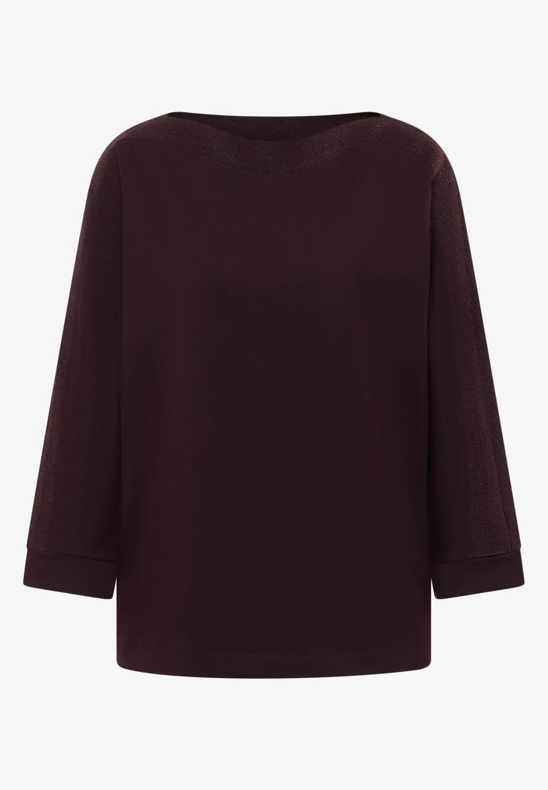 Batwing tröja med glitter rand på arm, vinröd