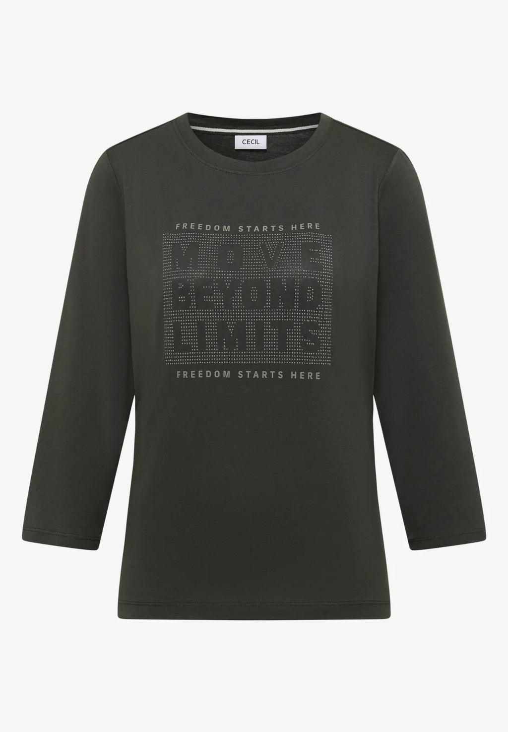 Tröja med strass, beige och khaki från Cecil