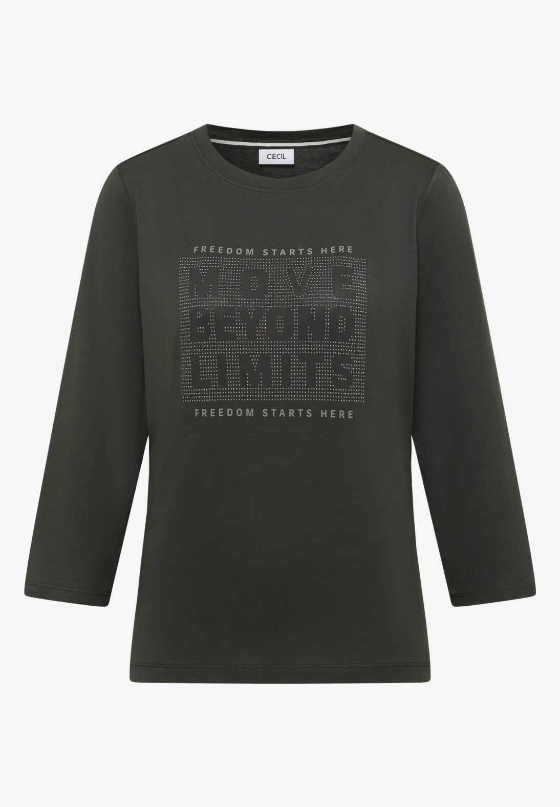 Tröja med strass, beige och khaki från Cecil