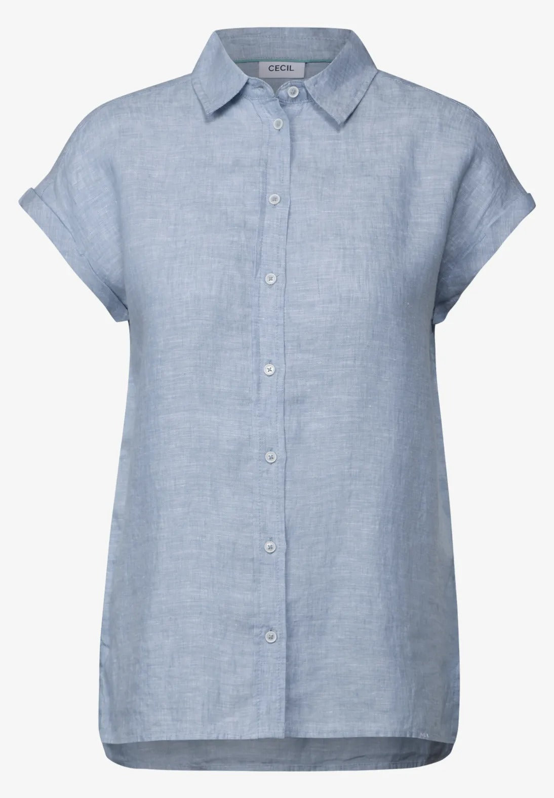 Chambray blus i Linne, blå
