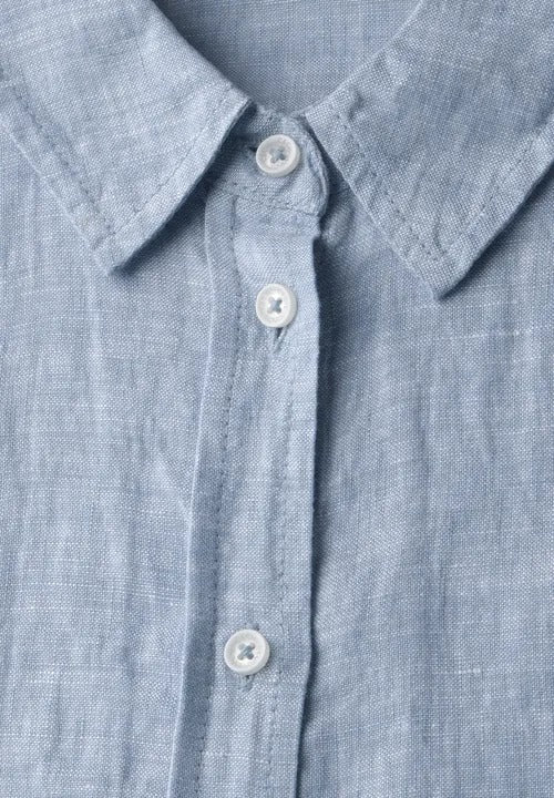 Chambray blus i Linne, blå