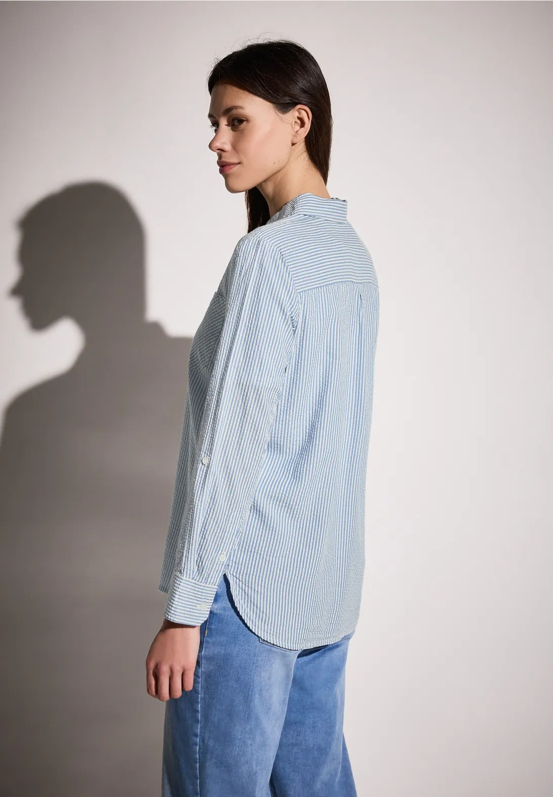 Randig seersucker blus bomull/modal