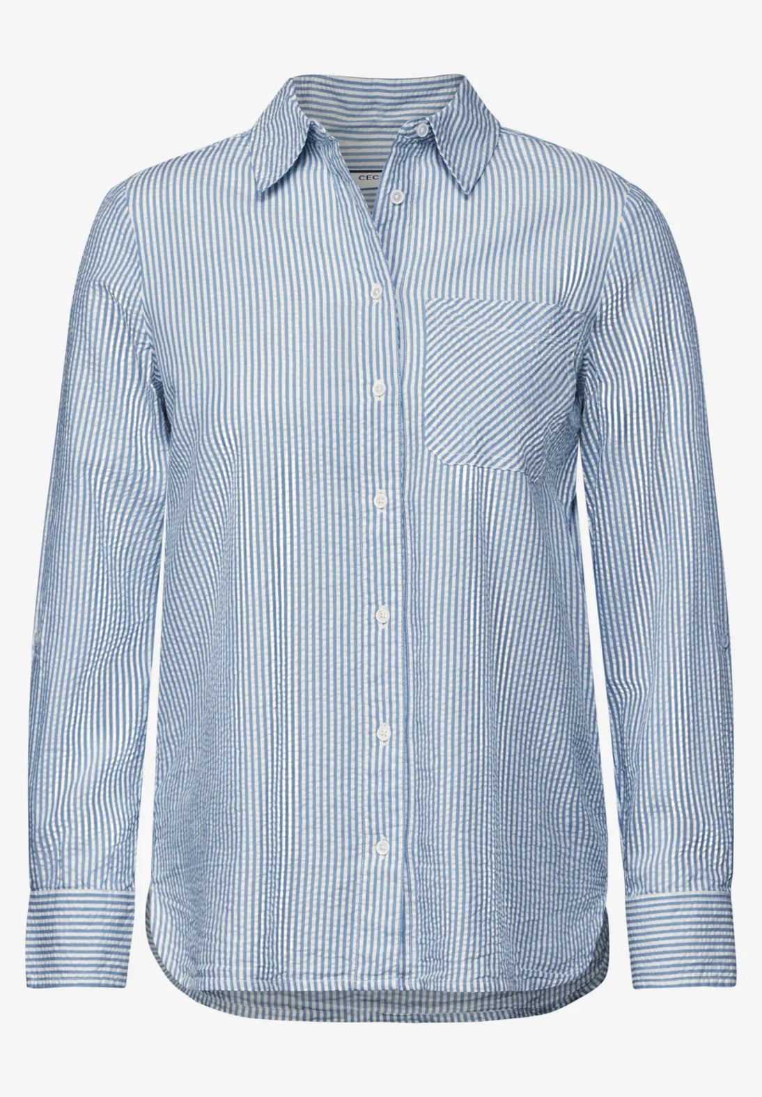 Randig seersucker blus bomull/modal