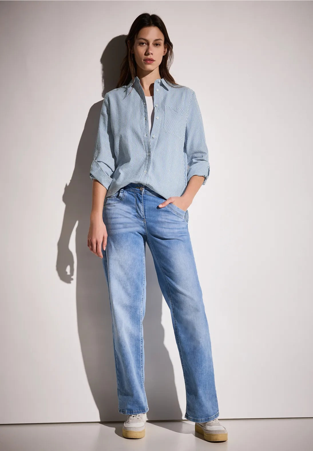 Randig seersucker blus bomull/modal