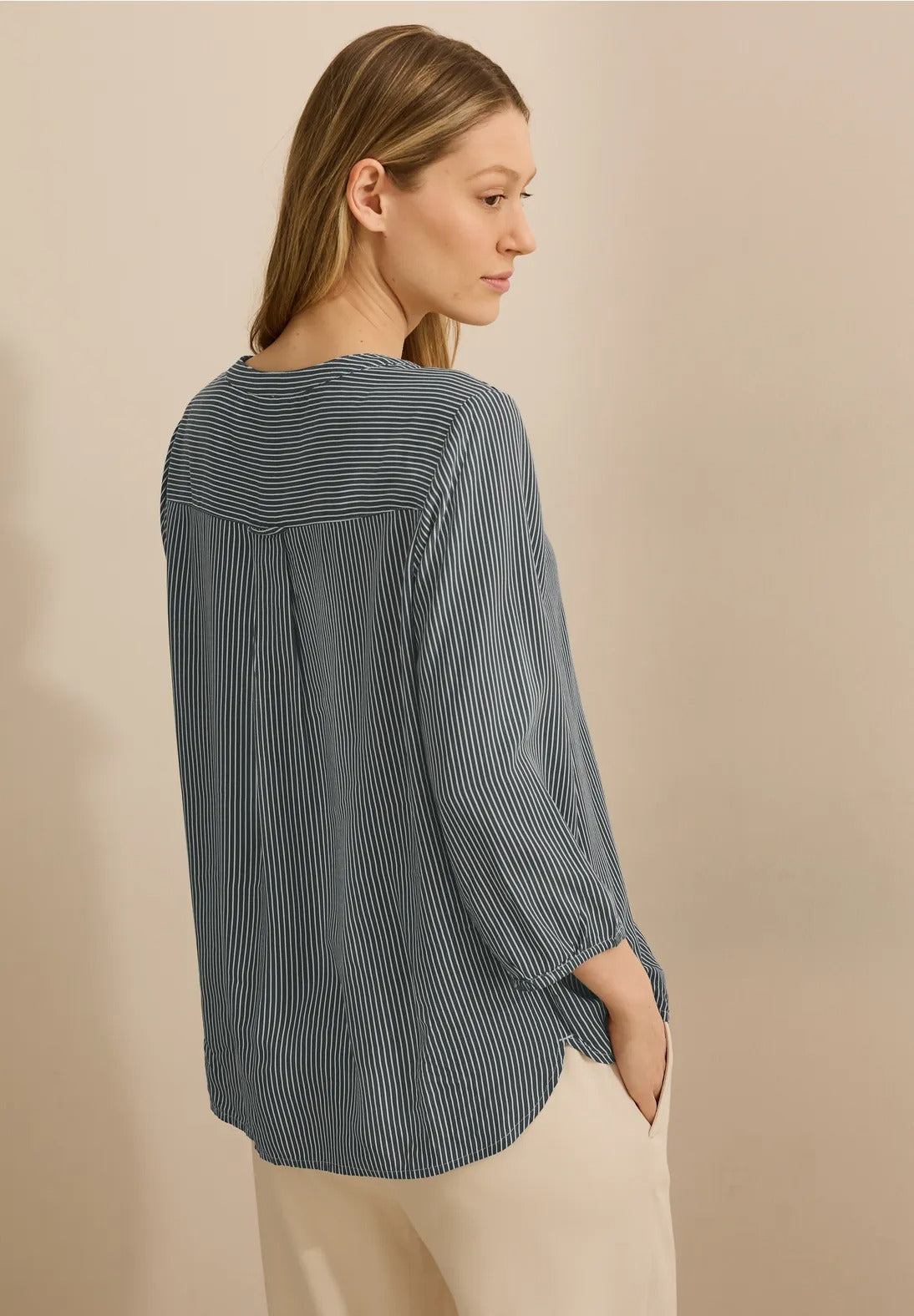 Randig viskosblus , khaki