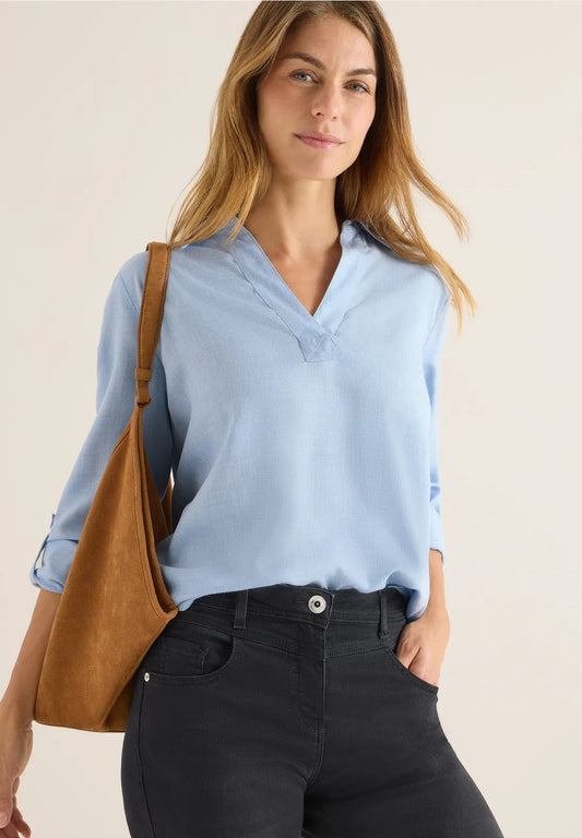 Melerad viskosblus, light sky blue