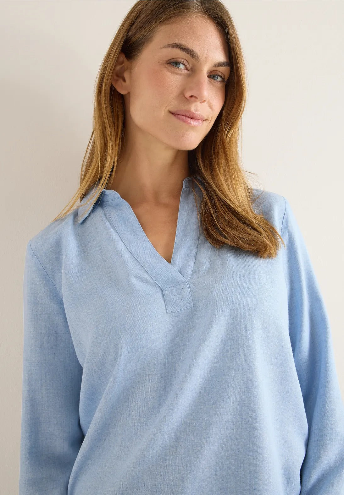 Melerad viskosblus, light sky blue