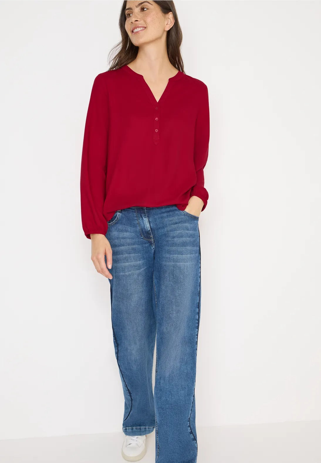 Viskosblus enfärgad, röd