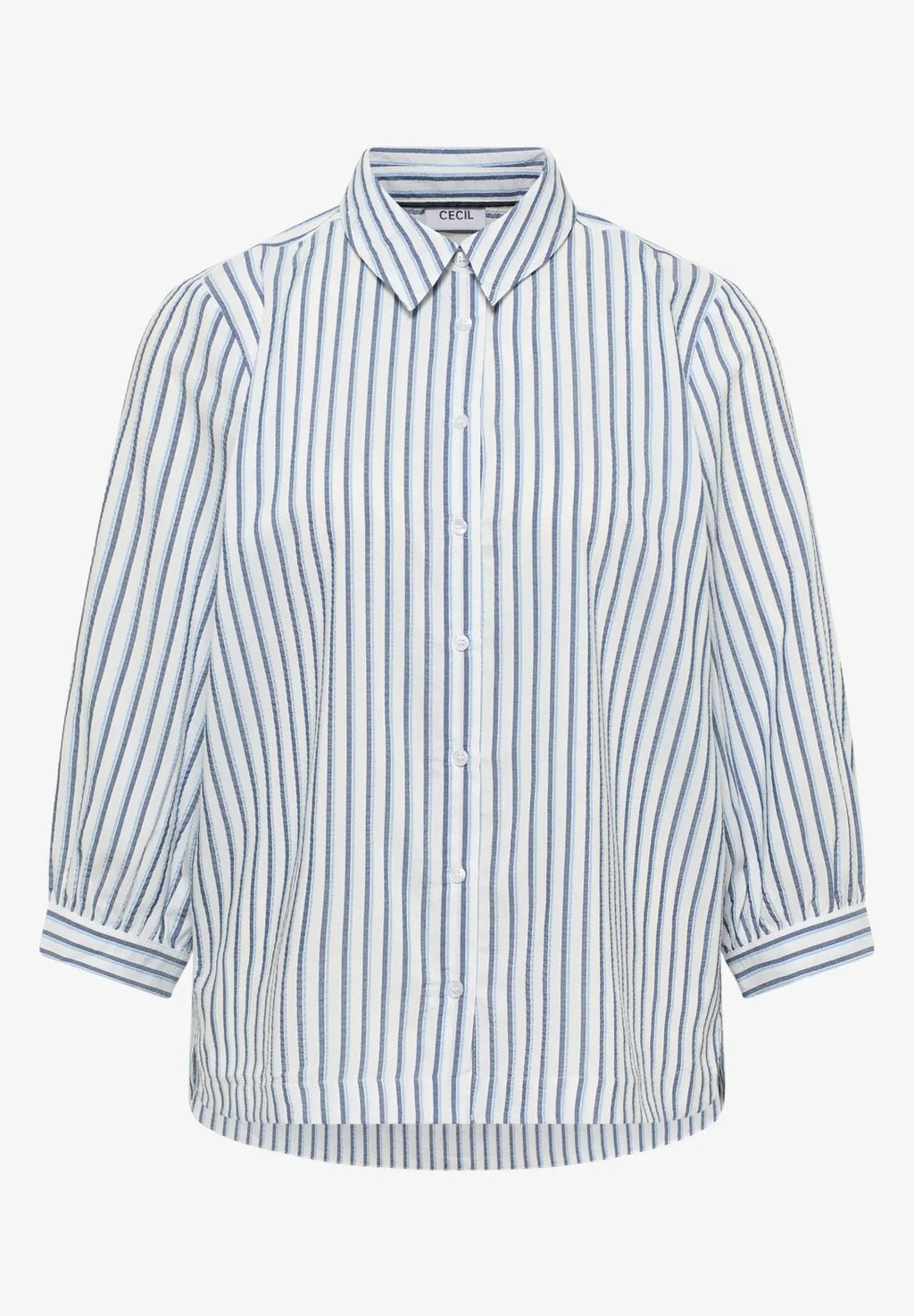 Randig blus i seersuckerkvalité från Cecil