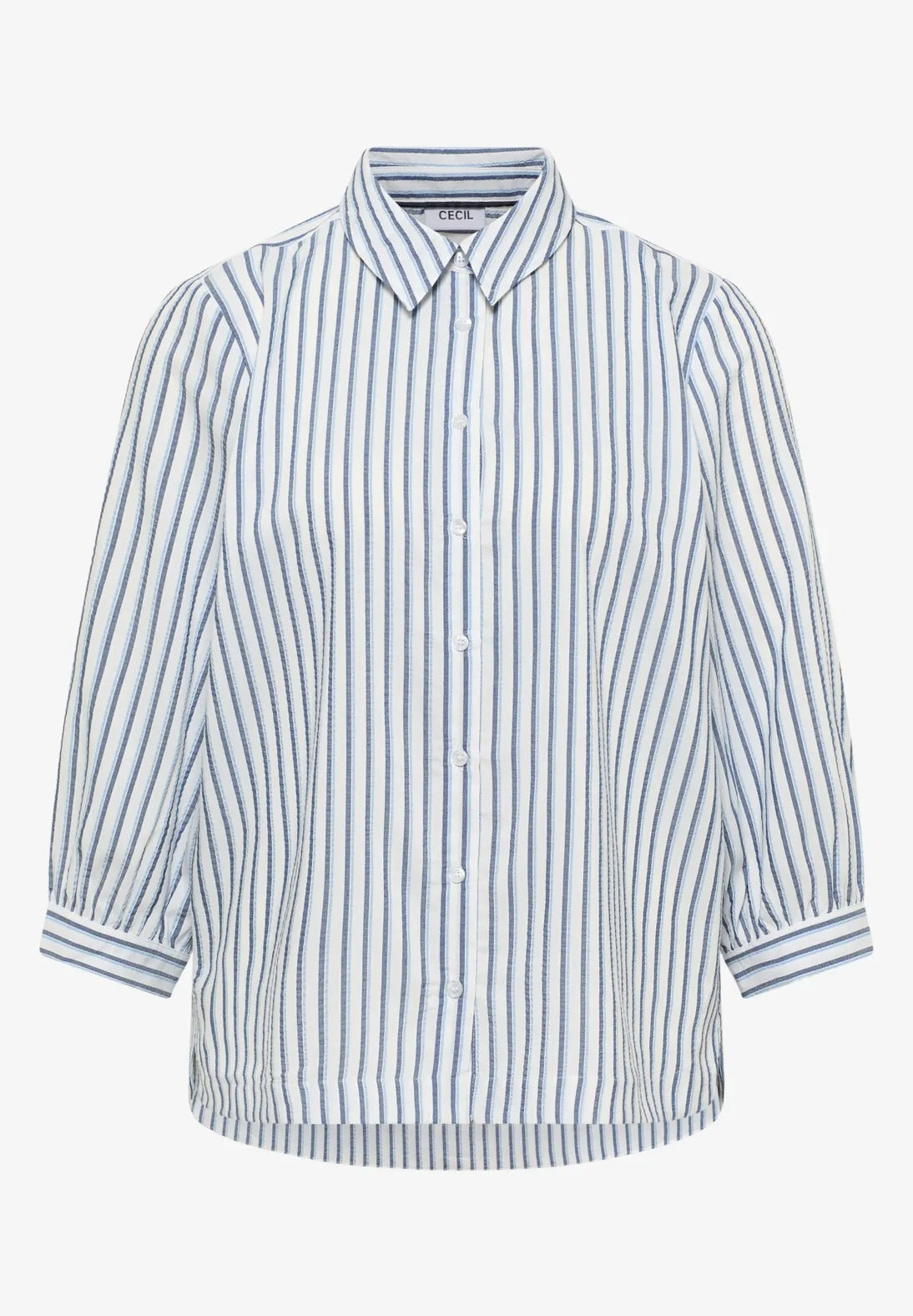 Randig blus i seersuckerkvalité från Cecil