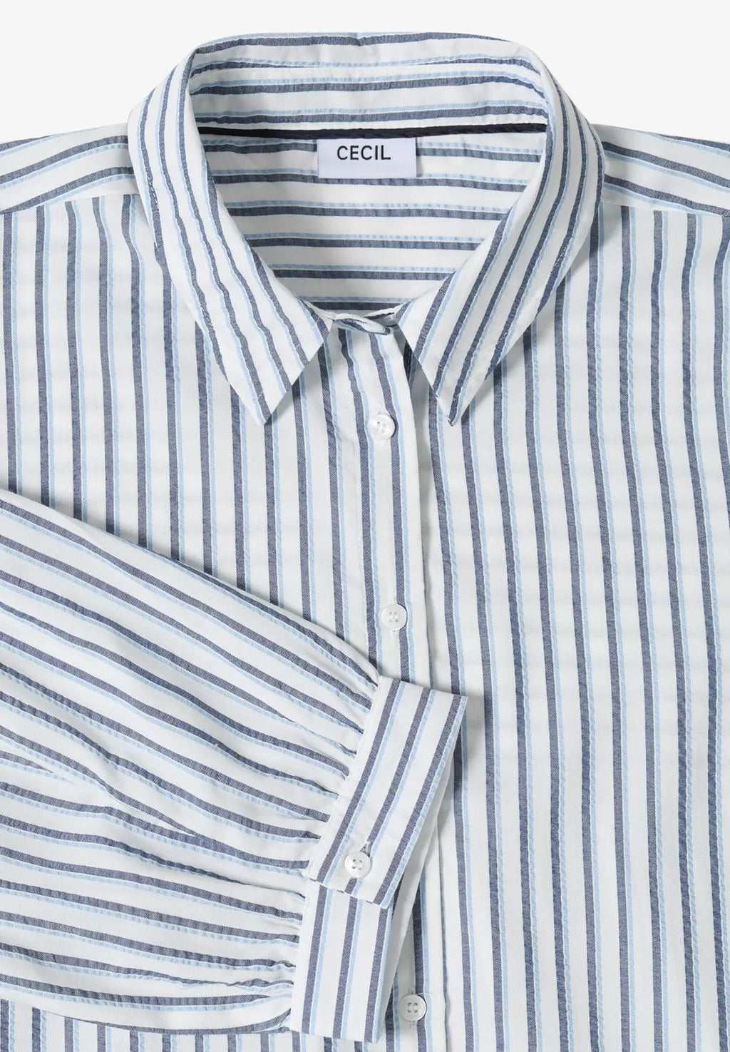 Randig blus i seersuckerkvalité från Cecil