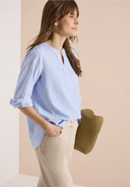 Randig blus i bomullsblandning bomull/modal