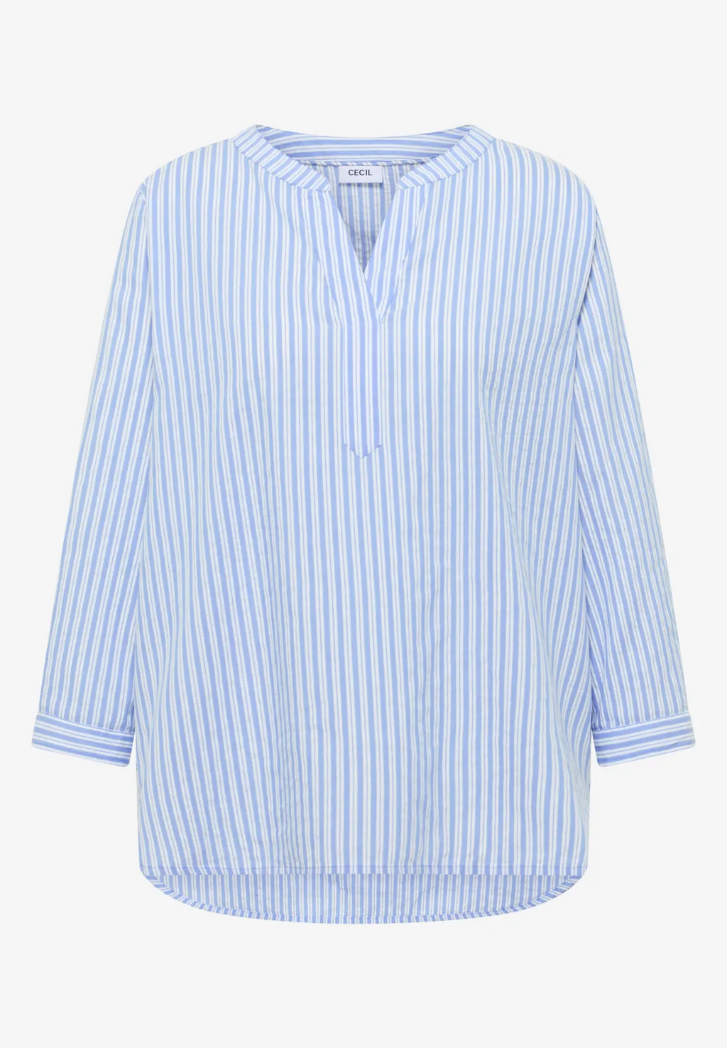Randig blus i bomullsblandning bomull/modal