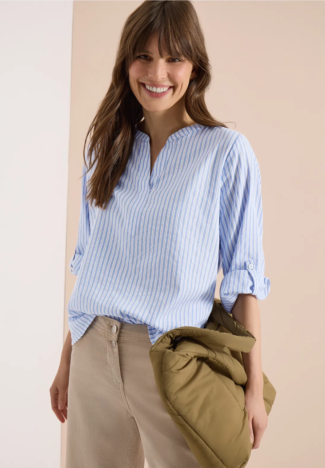 Randig blus i bomullsblandning bomull/modal