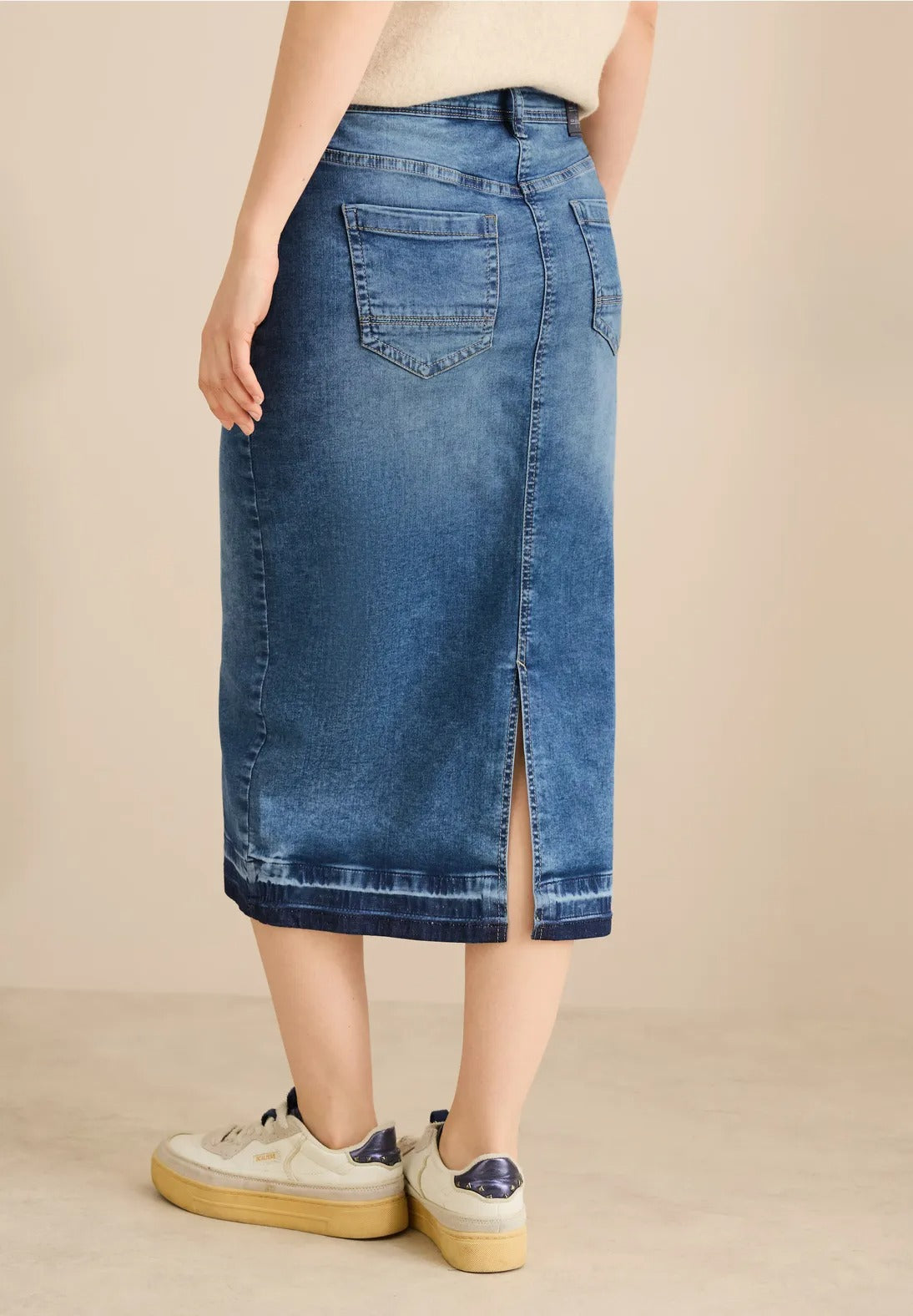 Jeanskjol, midi, mid blue