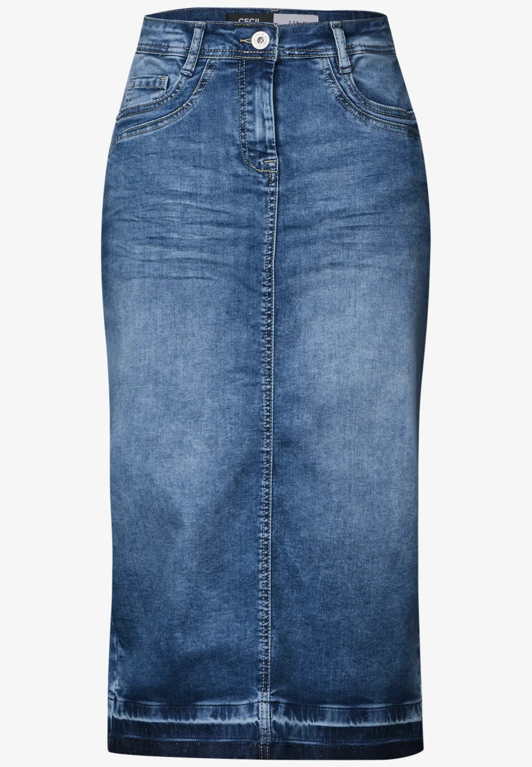 Jeanskjol, midi, mid blue