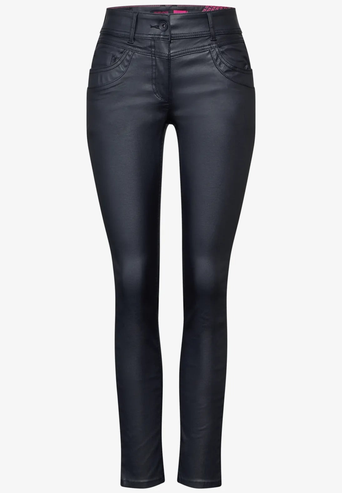 Coated byxa modell Scarlett, medelhög midja , blå